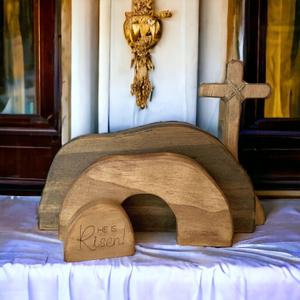 Easter Scene Wooden Religious Decoration,Jesus Cross Puzzle Statue Set Nativity Scene Decor,Empty Tomb Easter Decor Display,Christian Easter Home Interior Decorations (He is Risen)