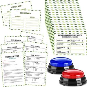 Family Reunion Friendly Feud Game with 2 Answer Buzzers, Feud Cards for Game Night Fun Trivia Quiz for Party Groups Team Building(Colorful, Family)