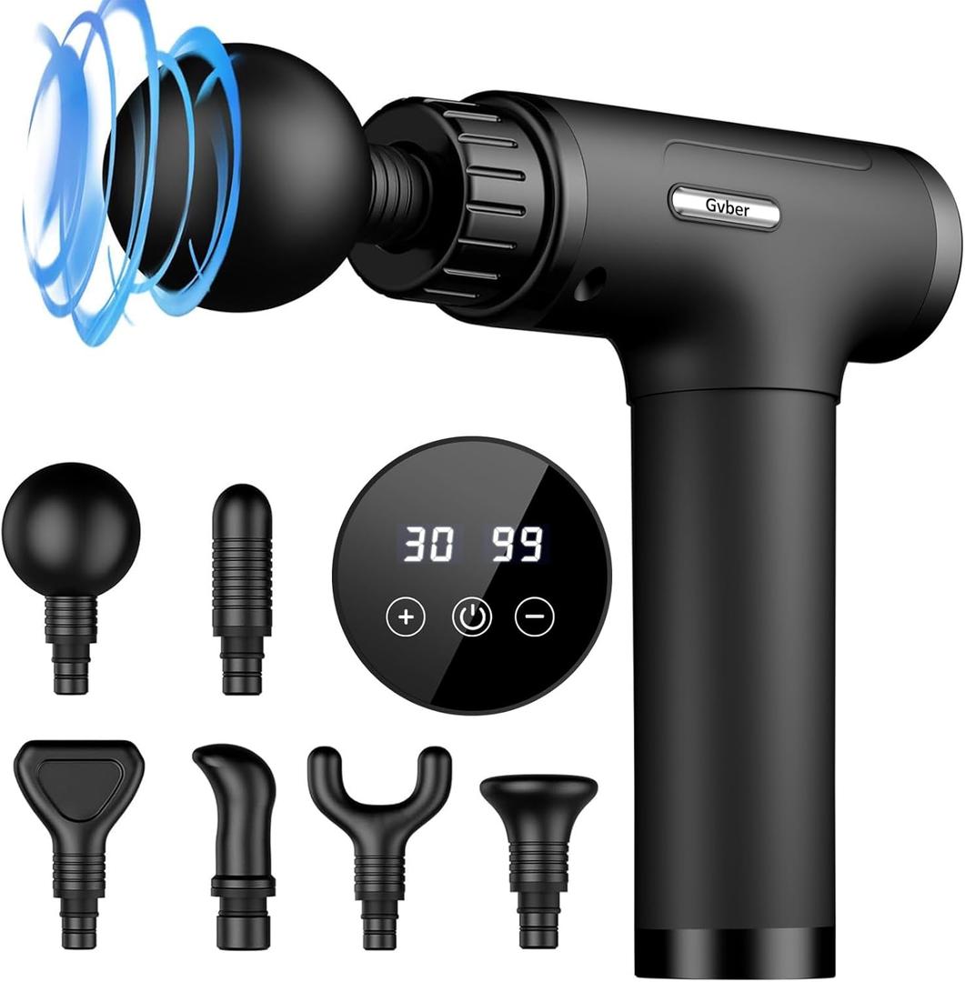 Massage Gun, Massage Gun Deep Tissue, Handheld Back Massager for Athletes, Percussion Muscle Massager with 6 Attachments & 30 Speed, Father's Day Gifts, Black