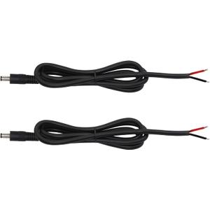 GINTOOYUN 2 Pack DC Power Pigtails Cable, DC 5.5mm x 2.5mm Male Plug Jack to Bare Wire Open End Power Supply Replacement Repair Cord, for Security Camera,LED Strip Light,DVR 3FT (black-1m)