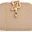 nodeber Velvet Evening Clutch Purse for Women-Snake Clasp Formal Handbag,Hard Shell Design Bag for Weddings, Parties, Prom & Special Occasions(Nude)