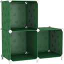 UNKU 3 Cube Storage Organizer, Bookcase Bookshelf with Pattern, Closet Organizer Cabinet, Storage Cube Shelf, Open Storage Shelves for Bedroom, Living Room, Home Office, Green