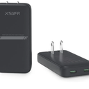 45W USB Wall Charger,Flat Wall Charger,Dual USB C with PD 3.0 & GaN,Folding USB Wall Plug for Traveling,Fast Charging for Laptops,Phones,Support Super Fast Charging for Samsung Galaxy, Black 2C