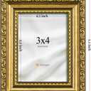 eletecpro 3x4 Picture Frames Set of 2, Ornate Frame with Glass Cover, Rustic Gold Photo Frames Display 3 x 4 Photo for Tabletop, Gold