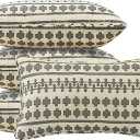 4 Pack Outdoor Water Repellent Throw Pillows 20x12 Inch with Insert, Decorative Square Patio Pillows for Home Garden Couch Balcony, Grid Weave