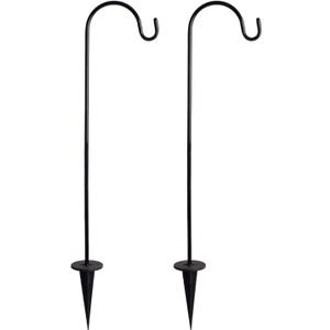 2 Pack Adjustable Shepherd Hooks, 26.77 Inch Stainless Steel Garden Stakes for Hanging Plants, Outdoor Decor, Weddings, Solar Lights, Plant Baskets, Durable & Versatile (Black)