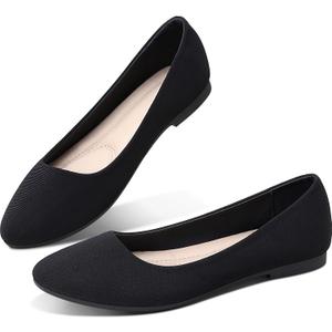 Obtaom Round Toe Women Flat Shoes Slip on Girls Dress Black Ballet Flats (8)