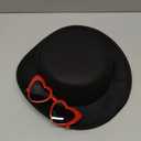 Black Fedora Hats Red Heart Sunglasses Costume for Women and Men, Fashion Flat Wide Brim Round Hats