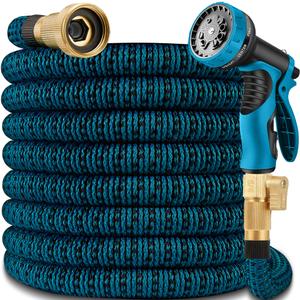 100 ft Expandable Garden Hose 2025 New Upgraded Durable Latex Core,3/4 Brass Connector and 10 Functions Spray Nozzle, Extra Strength Fabric, Leakproof, Lightweight, Kinkfree Expanding Water Hoses