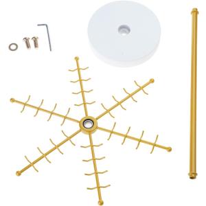 Multi Tiers Rotating Necklace Display Rack With 48 Hooks Metal Tree For Organizing Earrings And Bracelets Jewelry Shelf (Gold)