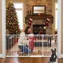 Extra Wide Baby Gates for Doorways 71.65"-85.82" Extra Wide Baby Gate Dog gate Pressure Mounted No Drilling with Walk-Through, Auto-Close & Dual-Direction Swing for Large Wide Opening White