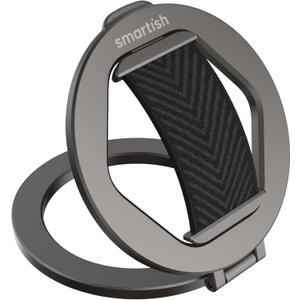 Smartish MagSafe Grip Kickstand - Quickstand - Magnetic Cell Phone Finger Loop Grip - [Dual-Sided Magnets] Ring Holder Mount w/MagSafe Adapter Kit for Apple iPhone Accessories - Black Tie Affair