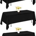 3 Pack Rectangle Black Table Cloth Bulk Washable Polyester Table Cover for Wedding Dining Table Buffet Parties Banquet Decoration（60x100Inch, Black）