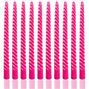 10 Inch Hot Pink Taper Candle Set, 10 Pack Unscented Dripless Candlesticks for Family Dinner Parties Wedding Home Decoration Picnic