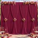 8 Panles Burgundy Backdrop Curtains - Wrinkle Free Fabric Backdrop Curtain for Photoshoot, 10FT Wedding Party Photo Backdrop Drapes for Birthday Baby Shower Photography Stage Background Decorations