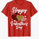 Happy Valentine's Day Hearts with Leopard Plaid Valentine T-Shirt XL