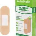 NeuHeils Silicone Bandages for Sensitive Skin 1''x3'' (100 Count), Hypoallergenic, Pain-Free Removal, Non-Stick Pad, Gentle for Fragile Skin,Flexible, Waterproof Wound Dressing