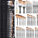 Nicpro 40 PCS Paint Brush Set, Professional Acrylic Paint Brushes with Palette Knife and Canvas Roll, Suitable for Acrylic Painting, Oil, Watercolor, Gouache, Art Supplies Painter Gifts for Artist