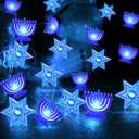 TURNMEON [ Timer 10Ft 30LED Hanukkah Decorations Menorah Star of David String Lights Battery Operated Chanukkah Lights Blue Lights Hanukkah Decor for Jewish Judaism Passover Rosh Hashana Decor Party