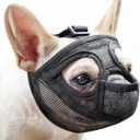 Mayerzon Short Snout Dog Muzzle for French Bulldog with Full Pant Design to Prevent Eating Biting, Soft Mesh Dog Muzzle for Shih Tzu Pug English Bulldog for Grooming Walking, Allow to Drink and Feed (S [Head Cir: 15"-17.5"], Black)