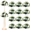 Hotop 12 Pcs Flower Balls Wedding Rose Centerpieces Silk Flower Kissing Balls Arrangement Artificial Hydrangea Flower Bouquet Faux Rose Floral Decoration (Forest Green)