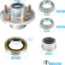 SEHNSUCHT Trailer Wheel Idler Hub Kit, 5-Hole, 4.5" Bolt Idler Hub for 3500lb Trailer Axles, Fit 1-1/16" to 1-3/8" Tapered Shaft, Trailer Wheel Hub(Set-2 Hot Dip Galvanized, Not Fit Straight Shaft)