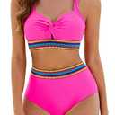 Adisputent High Waisted Bikini Sets for Women Cutout Two Piece Swimsuits 2025 Crisscross Swimwear Colorblock Bathing Suits (M, Green)