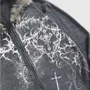 SOLY HUX Y2k Grunge Gothic Streetwear Fur Zip Hoodie (Gray, L)