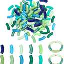 PH PandaHall 100pcs Acrylic Curved Tube Beads, 10 Style 35mm Opaque Chunk Spacer Beads Spring Summer Long Tube Noodle Slide Beads for St. Patricks Bracelet Necklace Jewelry Making (Green)