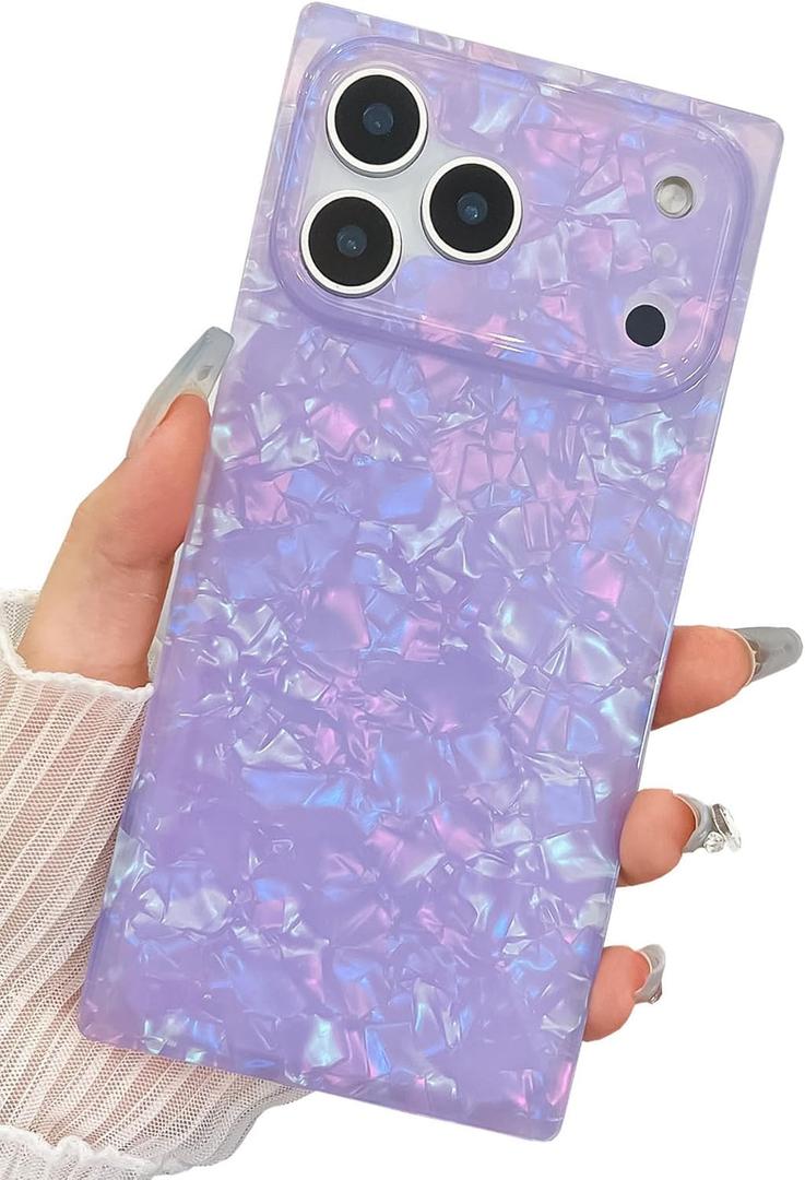 BANAILOA Compatible with iPhone 17 Case Rectangle for Women,Luxury Sparkle Colorful Shell Protective Soft Slim Girly Cover Designed for 17-6.3 inch (Purple Shell)