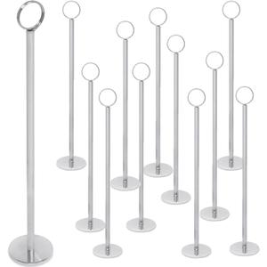 Gray Bunny Table Number Holders, 12 Pack (12in Tall) Metal Table Number Stands & Place Card Holders for Wedding Receptions, Banquets, Restaurants, Photos (Silver Chrome)