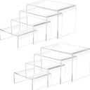 8Pcs Acrylic Display Risers(6",5",4"3") Clear Product Stand,Cupcakes Holder Dessert Display Transparent Showcase Stands, Candy Bar Risers, Acrylic Lifts Display for Figures