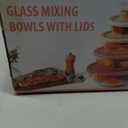 Glass Mixing Bowls with Lids Sets, 5 Packs Glass Bowls with Lids for Kitchen Baking, Meal Prepping and Salad, Bpa Free and Dishwasher Safe Serving Bowls, 0.2/0.5/1.1/2.1/3.7Qt, Large