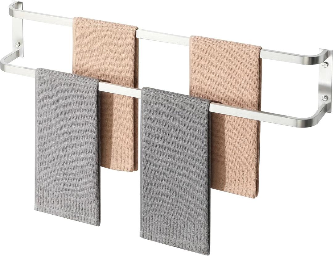 Alise Double Towel Bars 32 Inch, Double Towel Rack for Bathroom Stainless Steel Bathroom Towel Rack Wall Mounted Towel Holder, Brushed Nickel