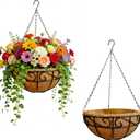 Hanging Planters for Outdoor Plants,12 inch 2 Pack Hanging Planters Basket with Coco Liners, Hanging Baskets Flower Pots for Patio,Garden, Deck, Porch Plants