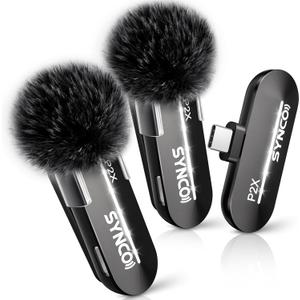 SYNCO 2 Mics Wireless Lavalier Microphone, USB-C Wireless Microphones for iPhone 15, Andriod Phone, P2XT Professional Lapel Mics for Tiktok, YouTube, Streaming, Vlog Video Recording, Type-C Devices