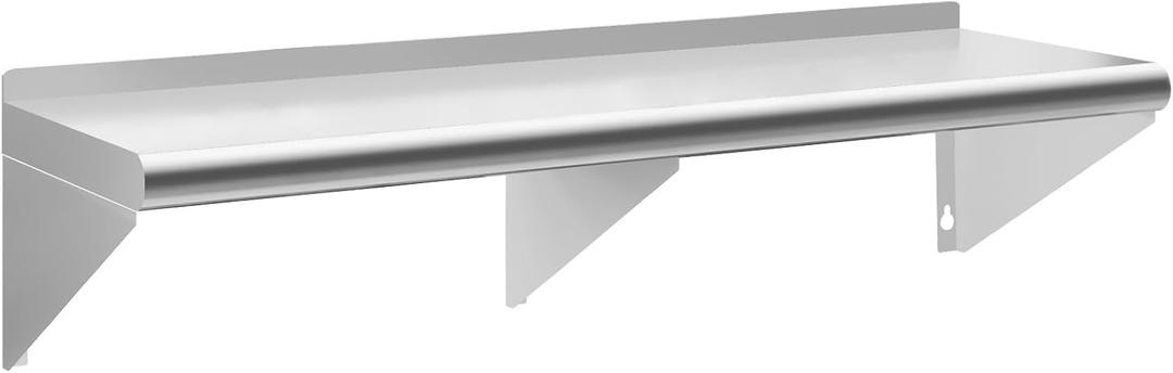 Stainless Steel Shelf 18" x 60", NSF Wall Mounted Commercial Metal Shelving with Backsplash for Restaurant, Utility Room, Kitchen and Garage