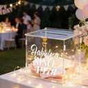 Clear Acrylic Card Box with Lock & Slot, DIY-Friendly Wedding Card Boxes for Reception Cash Gift Monetary Envelope, Elegant Gift Card Holder Box for Graduation Bridal Shower Party Table Decor