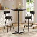 VASAGLE Round Cocktail Table, High Top Bar Pub Table with Metal Frame and Cross Base, for 2-3 People, Modern, Easy to Assemble, 22.8 x 41.1 Inches, Ebony Black ULBT361BE01S, 1 pack