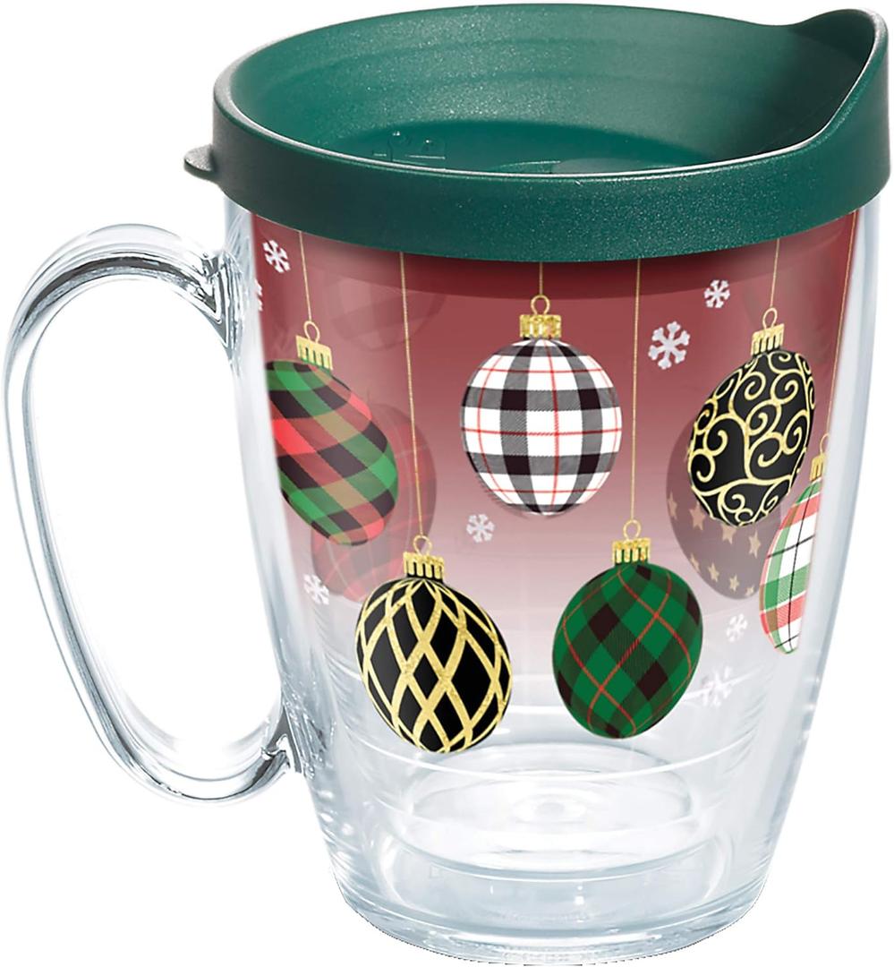 Tervis Christmas Holiday Ornaments Made in USA Double Walled Insulated Tumbler Travel Cup Keeps Drinks Cold & Hot, 16oz Mug, Classic