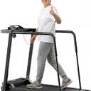 Juturna Walking Treadmill for Seniors, Treadmills for Home with Holder for Phone & Cup,Walking Pad with Handle Bar, 3.0 HP Walking Pad with 300 LBS Capacity, with LED Display (Black)