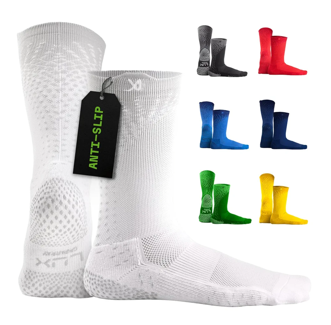 LUX Sports Thin Grip Socks for Cleat Sports - Moisture-Wicking Anti Slip Socks for Men & Women - Soccer, Football, Baseball