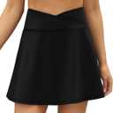 LouKeith Tennis Skirts for Women Pleated Crossover High Waisted Athletic Workout Golf Skorts Skirts with Shorts Pocket (Small, #1-black)