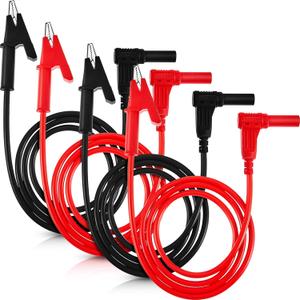 4 Pcs 14 Gauge Banana Plug to Alligator Clip Test Lead Multimeter Test Leads Wire Cable Set Soft Silicone Test Cable Wires for Electrical Testing, 3 ft Long