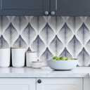 MelunMer Modern Peel and Stick Wallpaper Boho Contact Paper for Cabinet Stripe Geometric Contact Paper Self Adhesive Removable Wallpaper for Bedroom Bathroom Waterproof Blue and White 197inL17.3inW