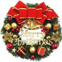 Christmas Wreaths, 12 Inch Christmas Front Door Hanging Artificial Wreath Garland with Balls Bells Gift Box Bow Star for Christmas Decorations Door Window Indoors Outdoors Decor