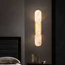 19.7" Mid Century Natural Alabaster Wall Sconces Wall Lighting Bathroom Vanity Light Fixtures Marble Wall Light White Stone Glass Modern Wall Mount Lamp for Bedroom Living Room Hallway (Gold-19.7")