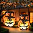 2 Pack Solar Lanterns Outdoor Waterproof Flickering Flame Lights Hummingbird Metal Hanging Solar Lantern Patio Porch Garden Decoration
