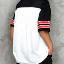 Oversized Jersey Shirts for Women Shirts Y2K Number Graphic Jerseys V Neck Cute Streetwear Tee Tops (XL)