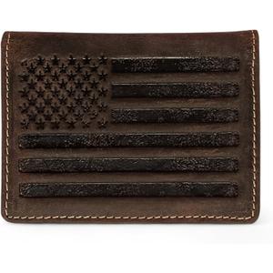 ELIZO Leather Short Wallet for Men Western Wallet Rodeo Mens Wallet Flat Bifold Wallets for Men Biker Billfold Wallet for Men Cowboy Wallet RFID Wallet for Men with Credit Card Holder - Large Flag